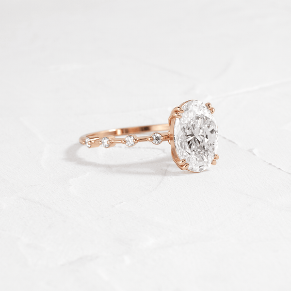 Double Prong Pave-Oval Lab Grown Diamond Engagement Ring - Solitaire-Oval Lab Grown Diamond Engagement Ring