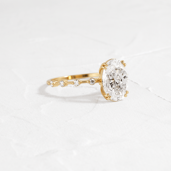 Double Prong Pave-Oval Lab Grown Diamond Engagement Ring - Solitaire-Oval Lab Grown Diamond Engagement Ring