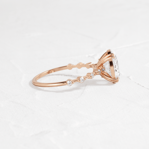 Double Prong Pave-Oval Lab Grown Diamond Engagement Ring - Solitaire-Oval Lab Grown Diamond Engagement Ring