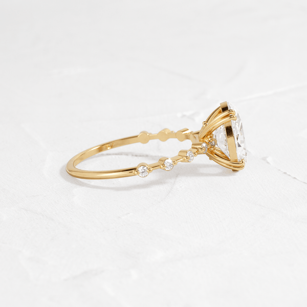 Double Prong Pave-Oval Lab Grown Diamond Engagement Ring - Solitaire-Oval Lab Grown Diamond Engagement Ring