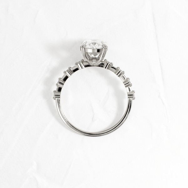 Double Prong Pave-Oval Lab Grown Diamond Engagement Ring - Solitaire-Oval Lab Grown Diamond Engagement Ring