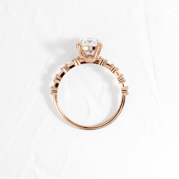 Double Prong Pave-Oval Lab Grown Diamond Engagement Ring - Solitaire-Oval Lab Grown Diamond Engagement Ring