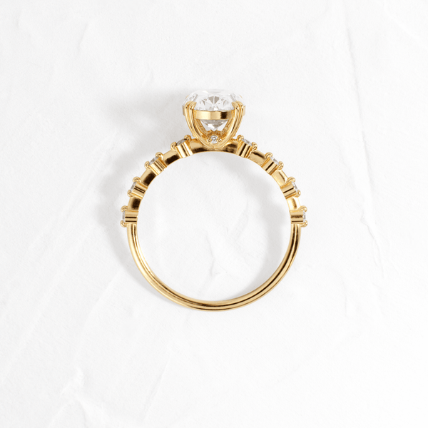 Double Prong Pave-Oval Lab Grown Diamond Engagement Ring - Solitaire-Oval Lab Grown Diamond Engagement Ring