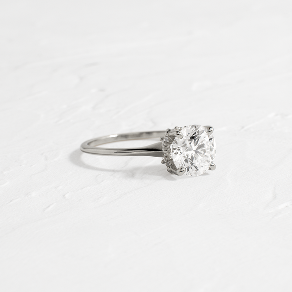 Solitaire with Hidden Stones-Round Lab Grown Diamond Engagement Ring - Solitaire-Oval Lab Grown Diamond Engagement Ring