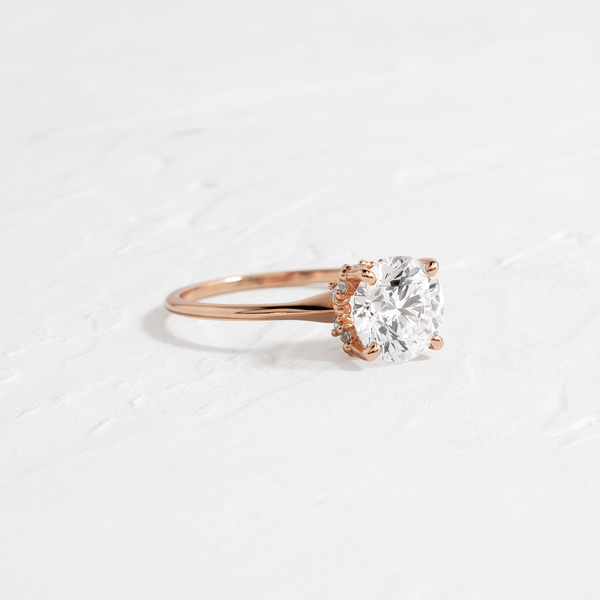 Solitaire with Hidden Stones-Round Lab Grown Diamond Engagement Ring - Solitaire-Oval Lab Grown Diamond Engagement Ring