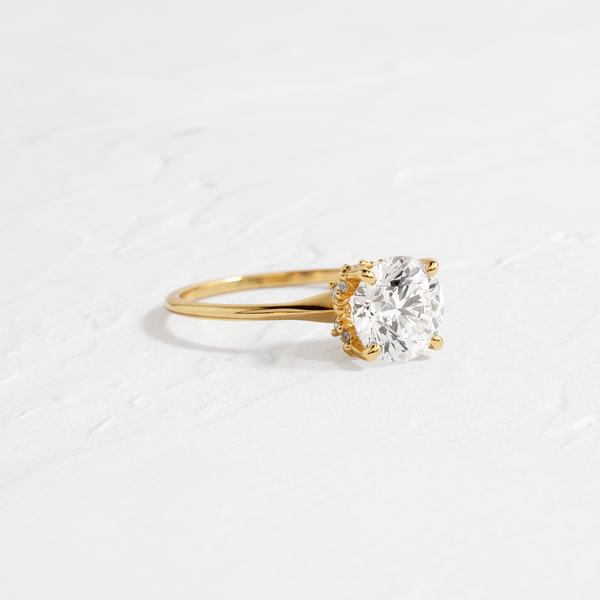 Solitaire with Hidden Stones-Round Lab Grown Diamond Engagement Ring - Solitaire-Oval Lab Grown Diamond Engagement Ring