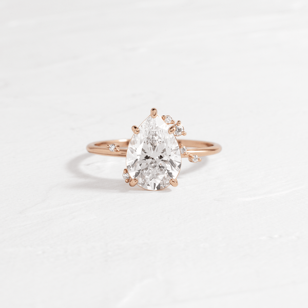 Cluster-Pear Lab Grown Diamond Engagement Ring - Solitaire-Oval Lab Grown Diamond Engagement Ring