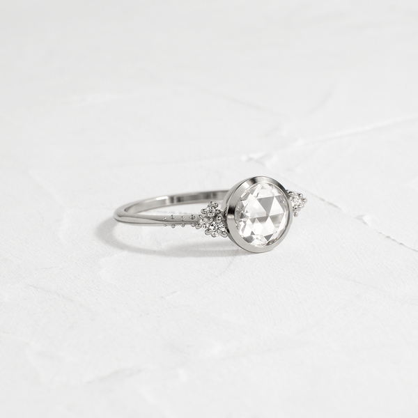 Bezel & Cluster-Rose Cut Lab Grown Diamond Engagement Ring - Solitaire-Oval Lab Grown Diamond Engagement Ring
