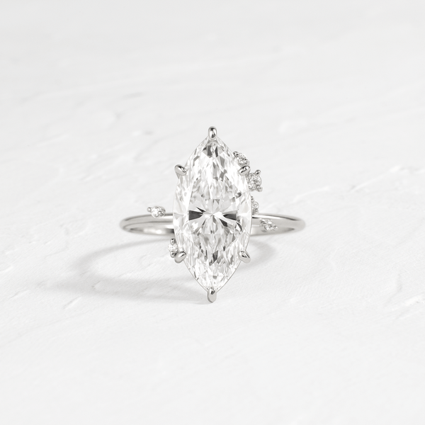 Cluster-Marquise Lab Grown Diamond Engagement Ring - Solitaire-Oval Lab Grown Diamond Engagement Ring