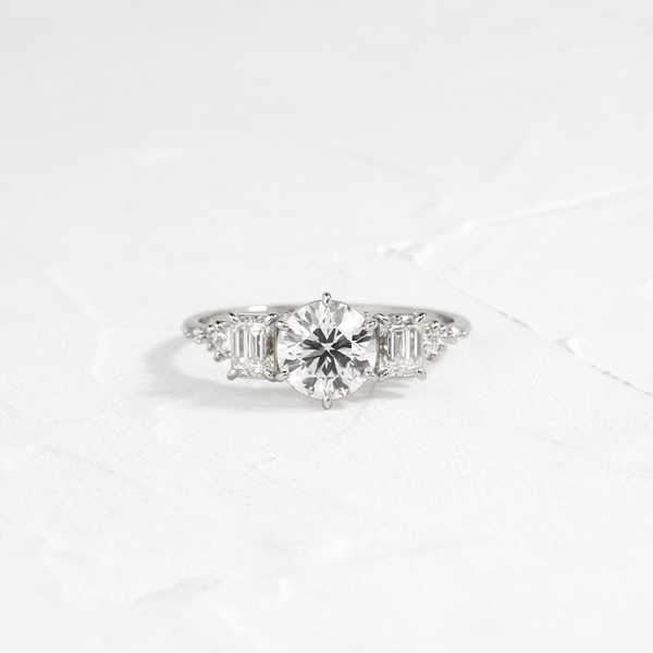 Cluster-Round Lab Grown Diamond Engagement Ring - Solitaire-Oval Lab Grown Diamond Engagement Ring