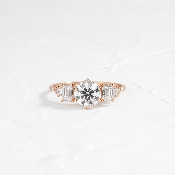 Cluster-Round Lab Grown Diamond Engagement Ring - Solitaire-Oval Lab Grown Diamond Engagement Ring