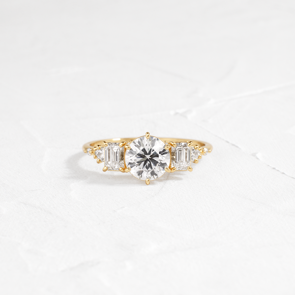 Cluster-Round Lab Grown Diamond Engagement Ring - Solitaire-Oval Lab Grown Diamond Engagement Ring