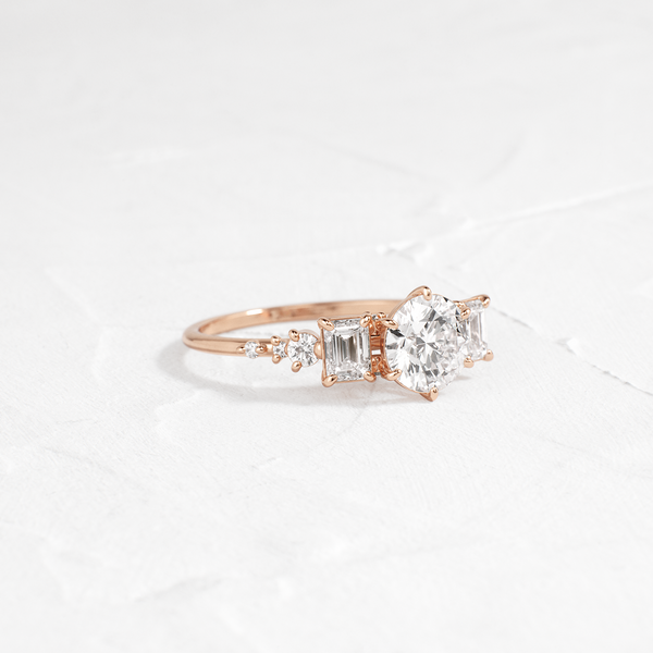 Cluster-Round Lab Grown Diamond Engagement Ring - Solitaire-Oval Lab Grown Diamond Engagement Ring