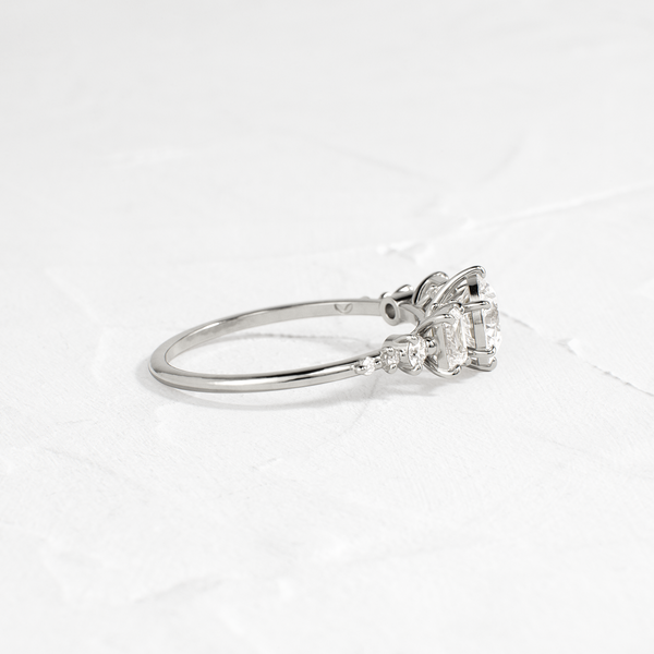 Cluster-Round Lab Grown Diamond Engagement Ring - Solitaire-Oval Lab Grown Diamond Engagement Ring