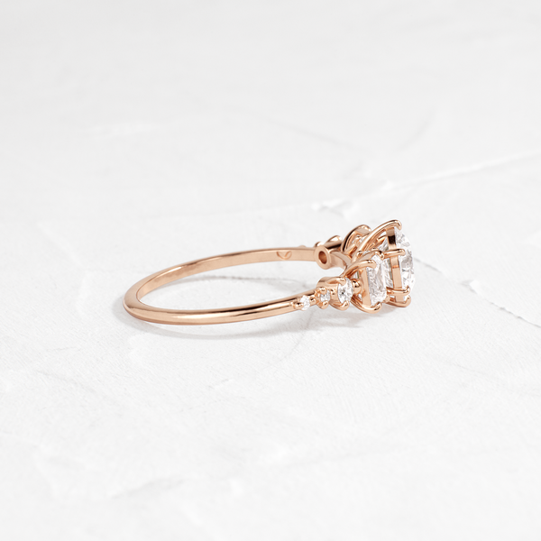 Cluster-Round Lab Grown Diamond Engagement Ring - Solitaire-Oval Lab Grown Diamond Engagement Ring