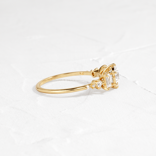 Cluster-Round Lab Grown Diamond Engagement Ring - Solitaire-Oval Lab Grown Diamond Engagement Ring