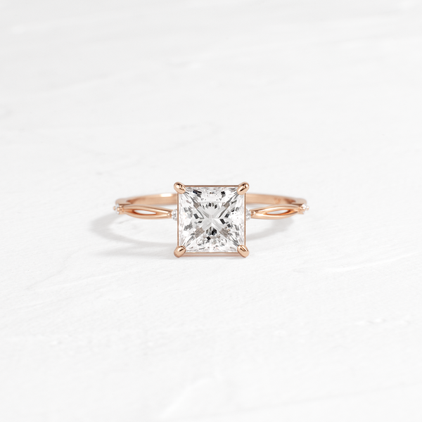 Criss Cross-Princess Lab Grown Diamond Engagement Ring - Solitaire-Oval Lab Grown Diamond Engagement Ring