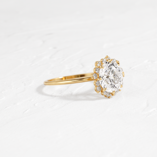 Halo-Round Lab Grown Diamond Engagement Ring - Solitaire-Oval Lab Grown Diamond Engagement Ring