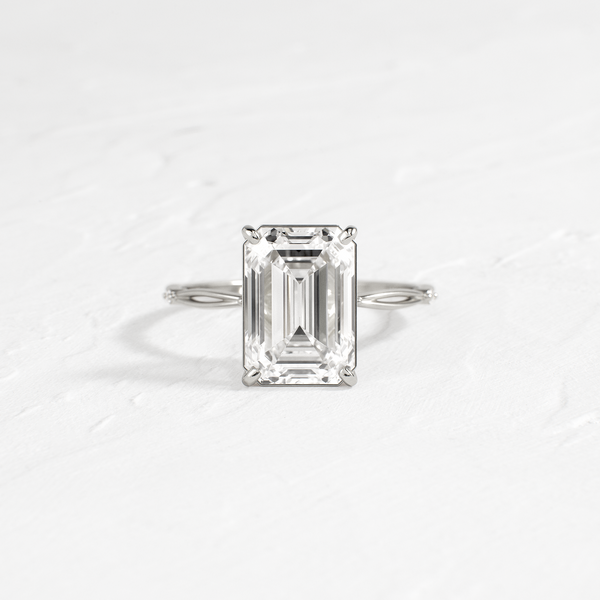 Criss Cross-Emerald Lab Grown Diamond Engagement Ring - Solitaire-Oval Lab Grown Diamond Engagement Ring