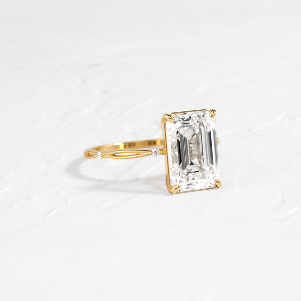 Criss Cross-Emerald Lab Grown Diamond Engagement Ring - Solitaire-Oval Lab Grown Diamond Engagement Ring