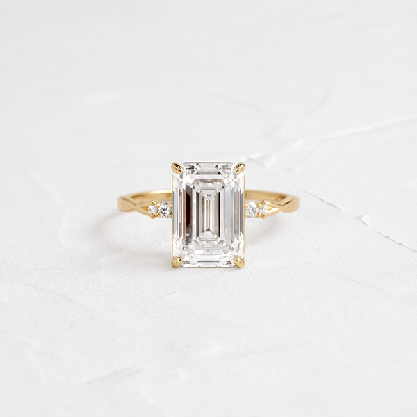Criss Cross-Emerald Lab Grown Diamond Engagement Ring - Solitaire-Oval Lab Grown Diamond Engagement Ring