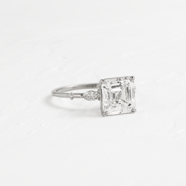 Dainty-Asscher Lab Grown Diamond Engagement Ring - Solitaire-Oval Lab Grown Diamond Engagement Ring