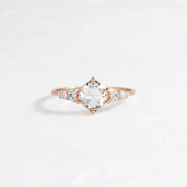 Cluster-Rose Cut Lab Grown Diamond Engagement Ring - Solitaire-Oval Lab Grown Diamond Engagement Ring