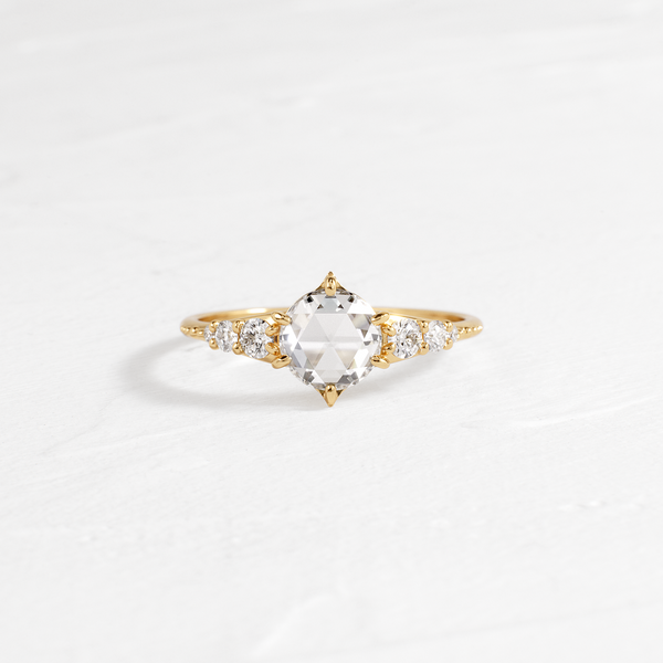 Cluster-Rose Cut Lab Grown Diamond Engagement Ring - Solitaire-Oval Lab Grown Diamond Engagement Ring