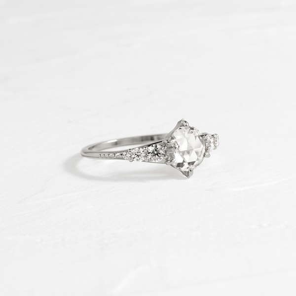 Cluster-Rose Cut Lab Grown Diamond Engagement Ring - Solitaire-Oval Lab Grown Diamond Engagement Ring