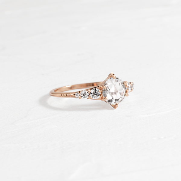 Cluster-Rose Cut Lab Grown Diamond Engagement Ring - Solitaire-Oval Lab Grown Diamond Engagement Ring