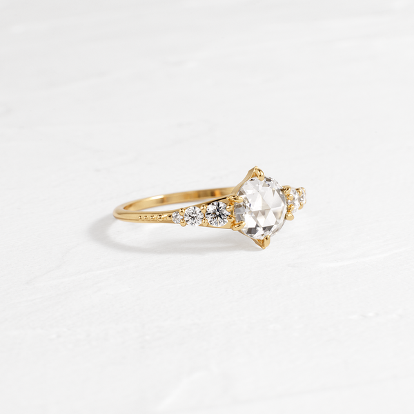 Cluster-Rose Cut Lab Grown Diamond Engagement Ring - Solitaire-Oval Lab Grown Diamond Engagement Ring