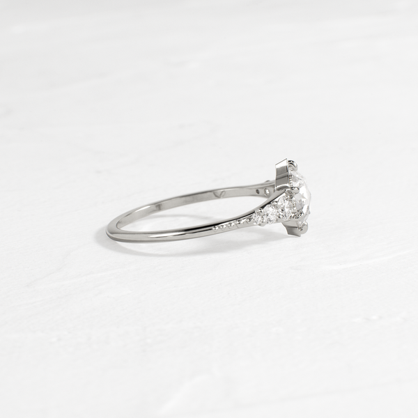 Cluster-Rose Cut Lab Grown Diamond Engagement Ring - Solitaire-Oval Lab Grown Diamond Engagement Ring
