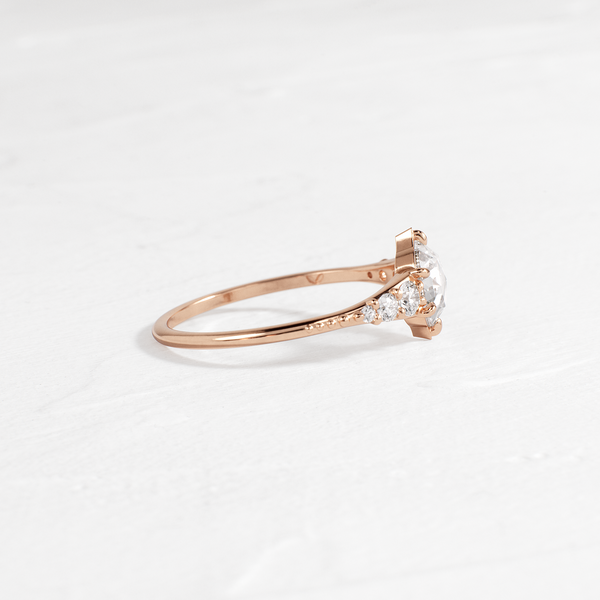 Cluster-Rose Cut Lab Grown Diamond Engagement Ring - Solitaire-Oval Lab Grown Diamond Engagement Ring