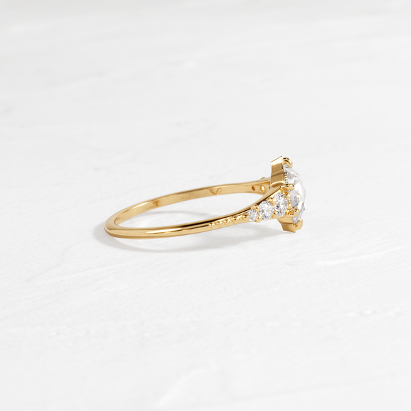 Cluster-Rose Cut Lab Grown Diamond Engagement Ring - Solitaire-Oval Lab Grown Diamond Engagement Ring