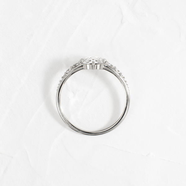 Cluster-Rose Cut Lab Grown Diamond Engagement Ring - Solitaire-Oval Lab Grown Diamond Engagement Ring