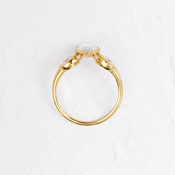 Three Stone & Bezel- Marquise Lab Grown Diamond Engagement Ring - Solitaire-Oval Lab Grown Diamond Engagement Ring