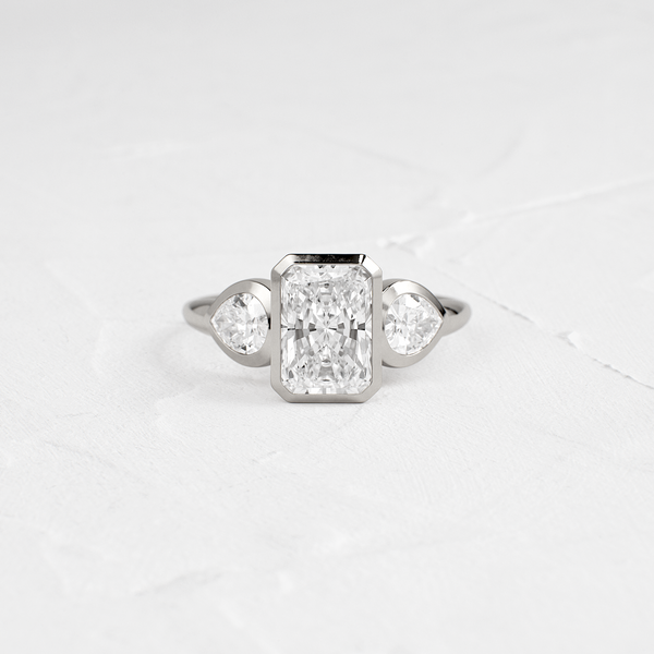 Three Stone & Bezel-Radiant Lab Grown Diamond Engagement Ring - Solitaire-Oval Lab Grown Diamond Engagement Ring
