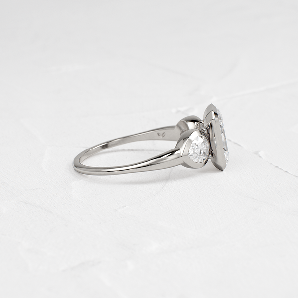 Three Stone & Bezel-Radiant Lab Grown Diamond Engagement Ring - Solitaire-Oval Lab Grown Diamond Engagement Ring