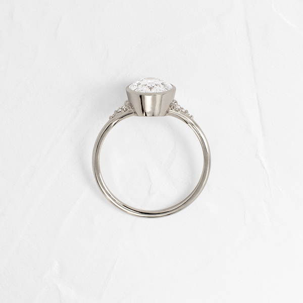 Bezel & Cluster Style-Oval Lab Grown Diamond Engagement Ring - Solitaire-Oval Lab Grown Diamond Engagement Ring