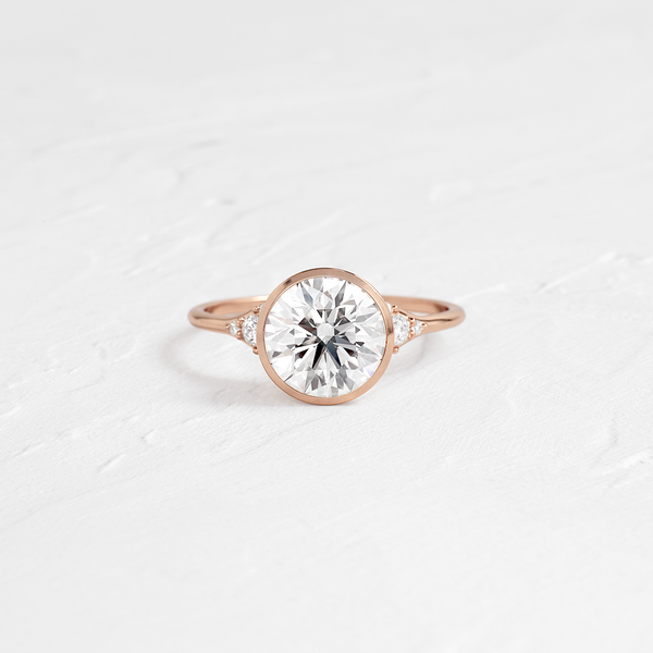 Bezel & Cluster Style-Round Lab Grown Diamond Engagement Ring - Solitaire-Oval Lab Grown Diamond Engagement Ring