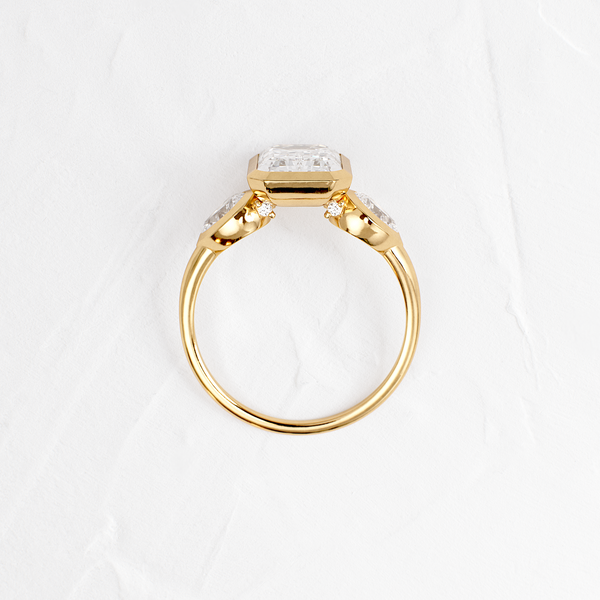 Three Stone & Bezel-Emerald Lab Grown Diamond Engagement Ring - Solitaire-Oval Lab Grown Diamond Engagement Ring