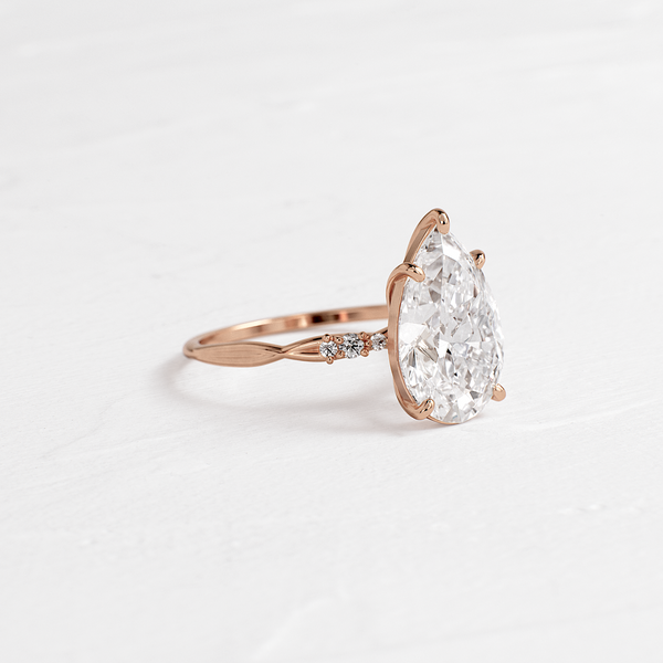 Criss Cross-Pear Lab Grown Diamond Engagement Ring - Solitaire-Oval Lab Grown Diamond Engagement Ring