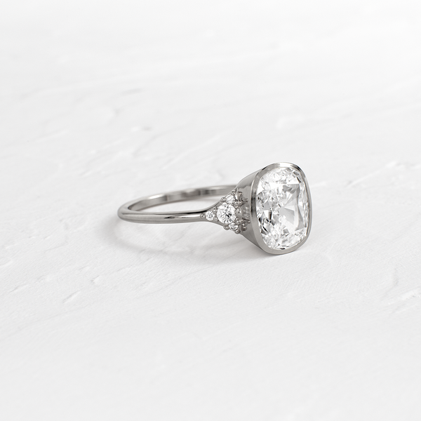 Bezel & Cluster Style-Elongated Cushion Lab Grown Diamond Engagement Ring - Solitaire-Oval Lab Grown Diamond Engagement Ring