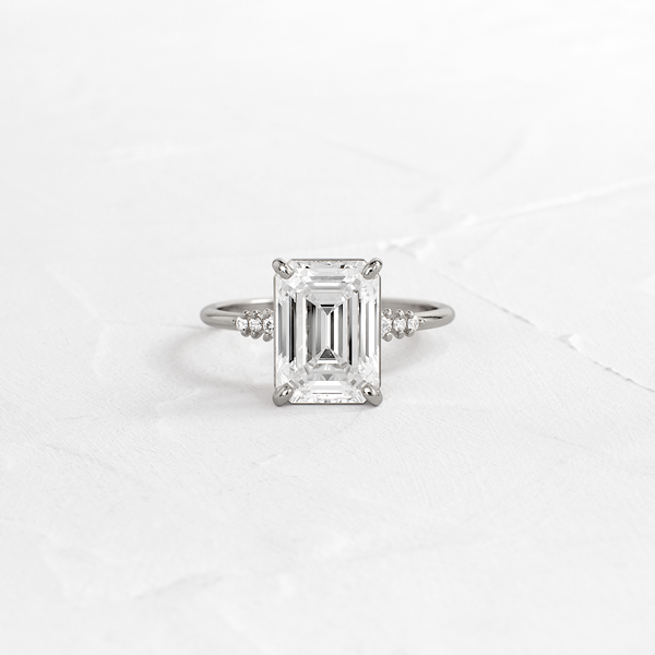 Pave Style-Emerald Lab Grown Diamond Engagement Ring - Solitaire-Oval Lab Grown Diamond Engagement Ring