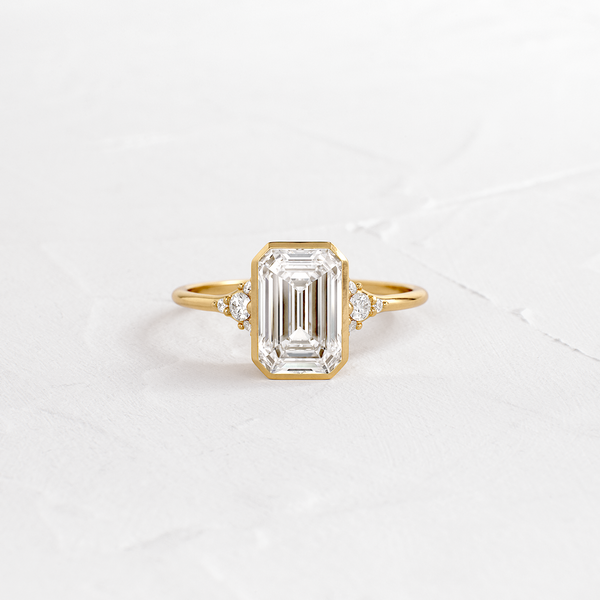 Bezel & Cluster-Emerald Lab Grown Diamond Engagement Ring - Solitaire-Oval Lab Grown Diamond Engagement Ring