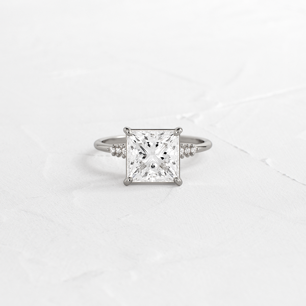 Solitaire & Pave-Princess Lab Grown Diamond Engagement Ring - Solitaire-Oval Lab Grown Diamond Engagement Ring