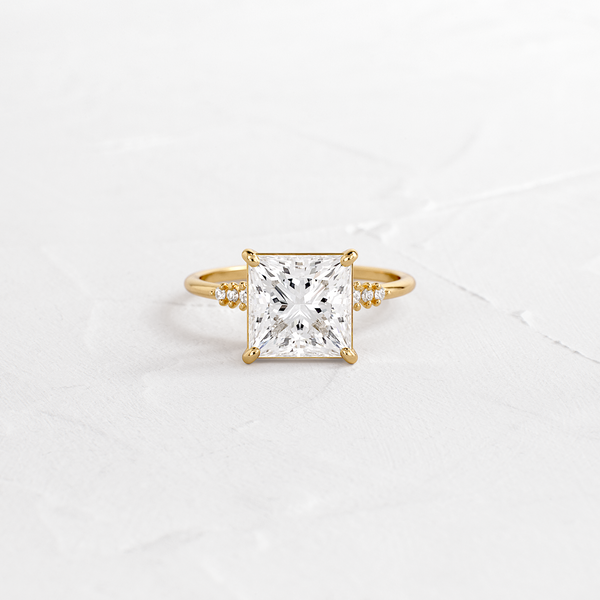 Solitaire & Pave-Princess Lab Grown Diamond Engagement Ring - Solitaire-Oval Lab Grown Diamond Engagement Ring