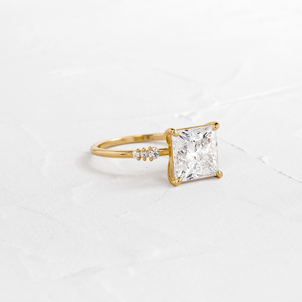 Solitaire & Pave-Princess Lab Grown Diamond Engagement Ring - Solitaire-Oval Lab Grown Diamond Engagement Ring