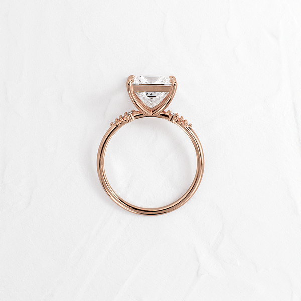 Solitaire & Pave-Princess Lab Grown Diamond Engagement Ring - Solitaire-Oval Lab Grown Diamond Engagement Ring