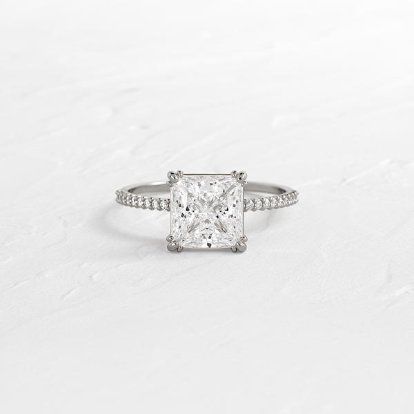Pave-Princess Lab Grown Diamond Engagement Ring - Solitaire-Oval Lab Grown Diamond Engagement Ring